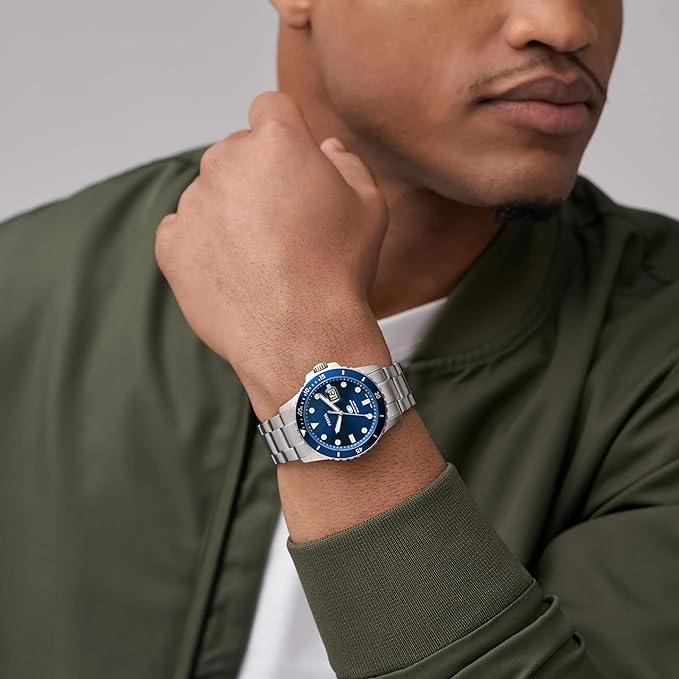 Fossil Blue Dive Gents Blue Dial Stainless Steel Watch