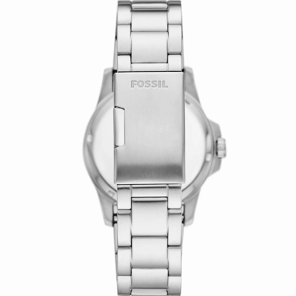 Fossil Blue Gents Black Dial Stainless Steel Diver Watch