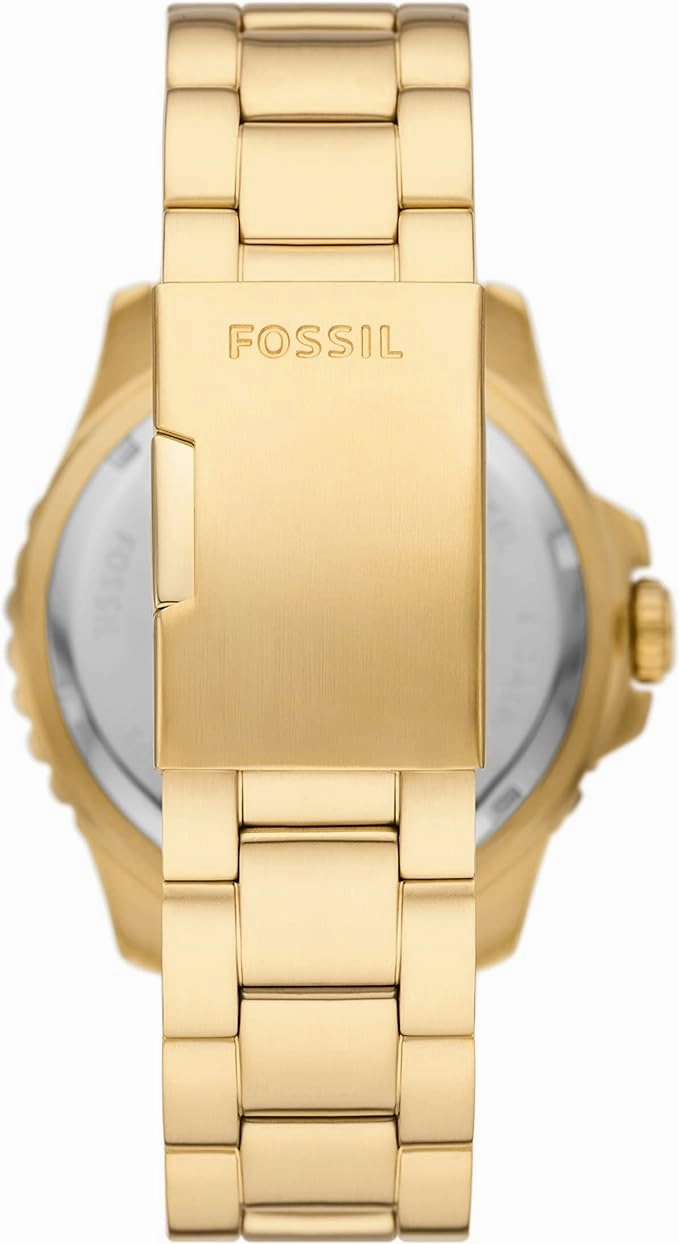 Fossil Blue GMT Gents Black Dial Gold-Tone Stainless Steel Watch