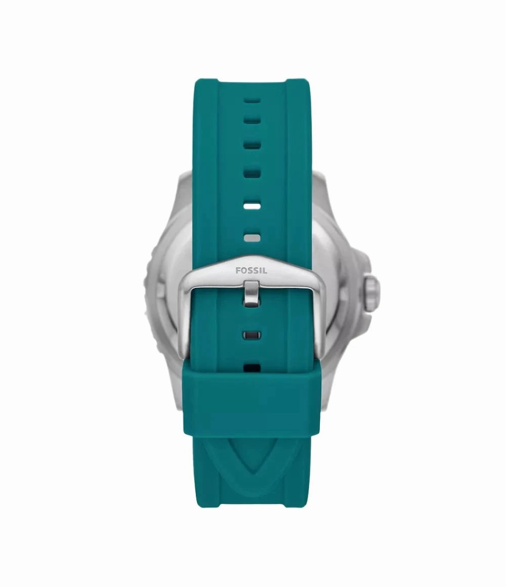 Fossil Blue GMT Oasis Gents Green Dial Blue Silicone Strap Watch
