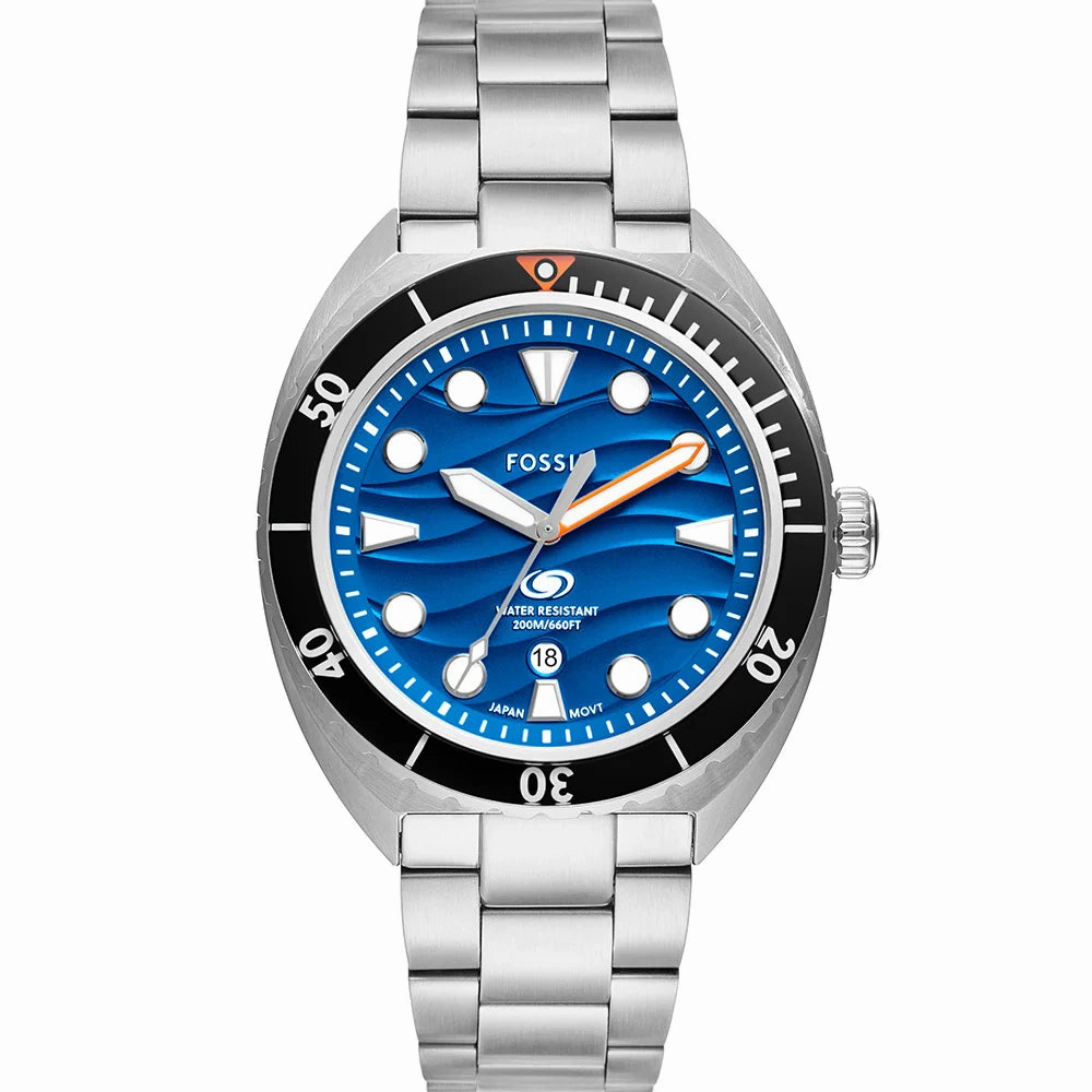 Fossil Breaker Gents Blue Dial Stainless Steel Watch