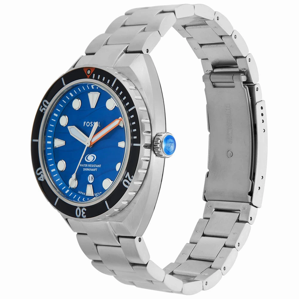 Fossil Breaker Gents Blue Dial Stainless Steel Watch