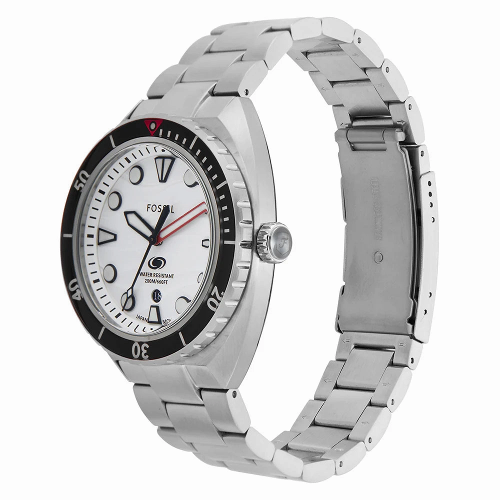 Fossil Breaker Gents White Dial Stainless Steel Watch