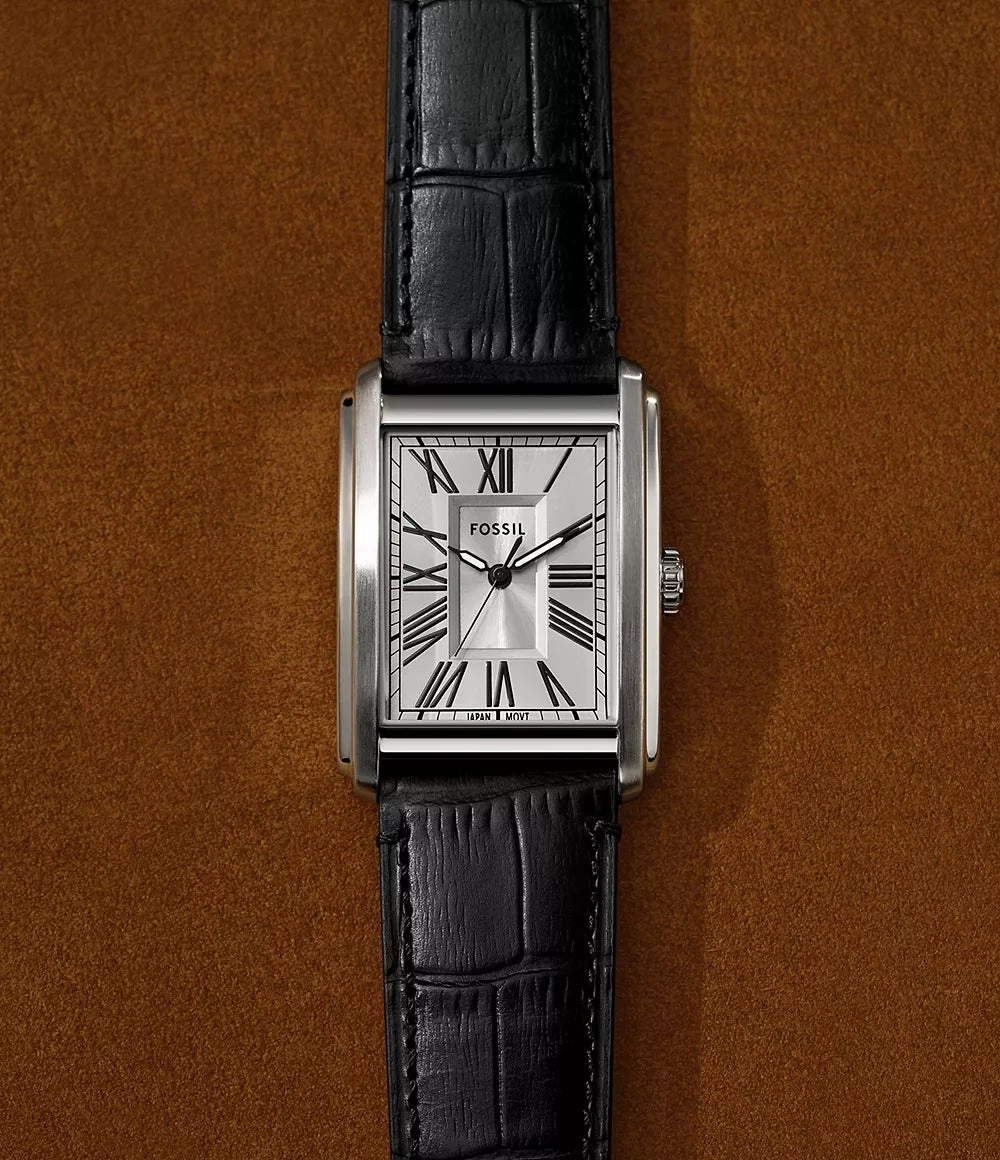 Fossil Carraway Gents Three-Hand Black Croco Leather Watch