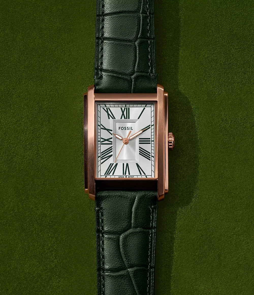Fossil Carraway Gents Three-Hand Green Croco LiteHide Leather Watch