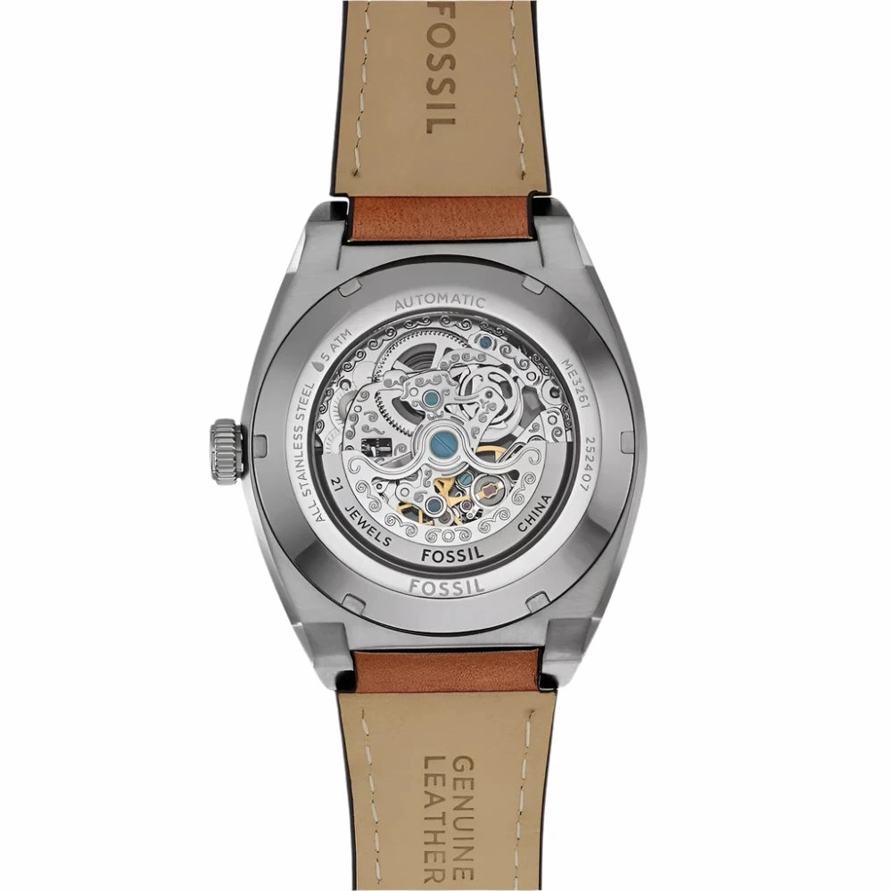 Fossil Everett Gents Automatic Brown Leather Strap Watch