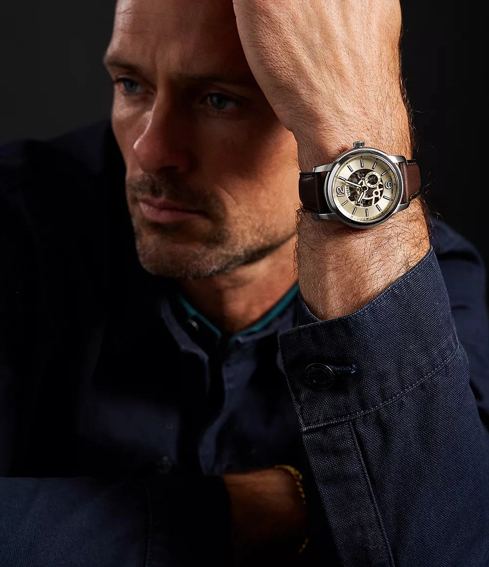 Fossil Heritage Gents Automatic Brown Leather Watch