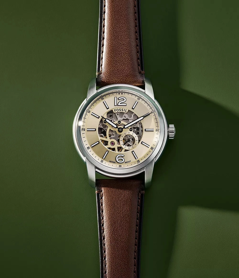 Fossil Heritage Gents Automatic Brown Leather Watch