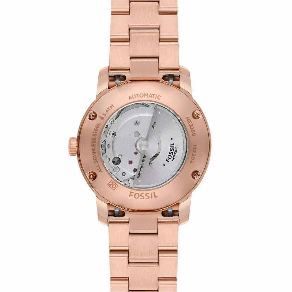 Fossil Heritage Unisex Automatic Rose Gold-Tone Stainless Steel Watch