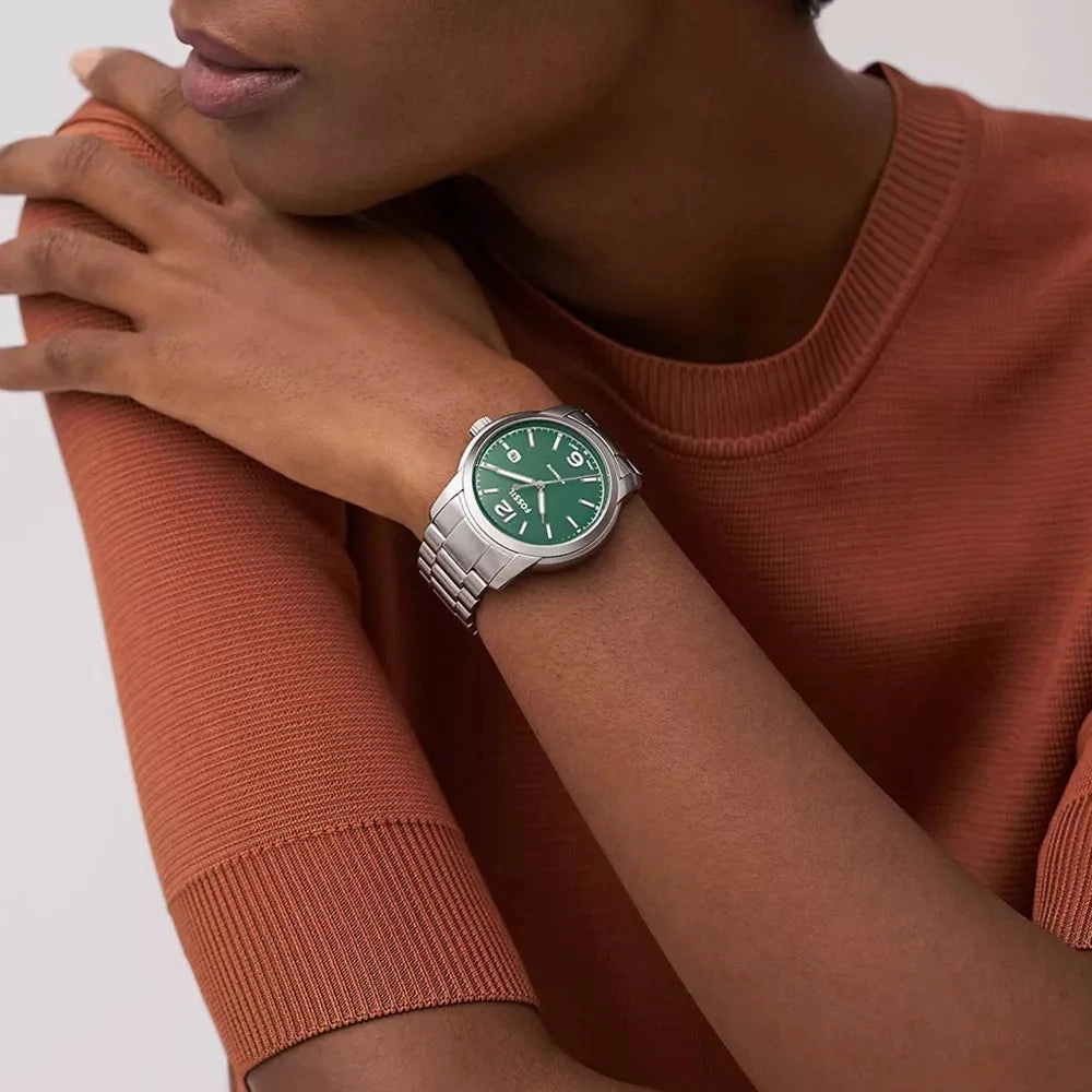 Fossil Heritage Unisex Green Dial Stainless Steel Automatic Watch