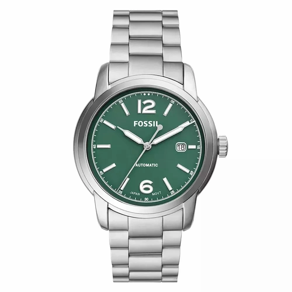 Fossil Heritage Unisex Green Dial Stainless Steel Automatic Watch