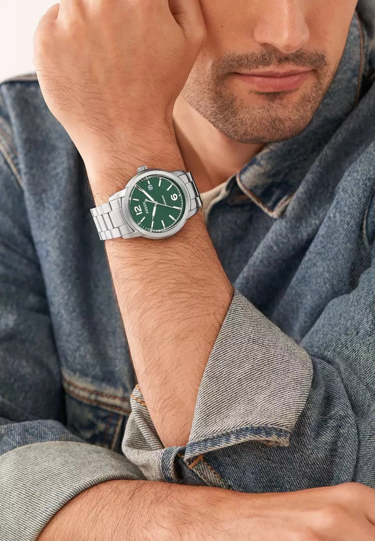 Fossil Heritage Unisex Green Dial Stainless Steel Automatic Watch