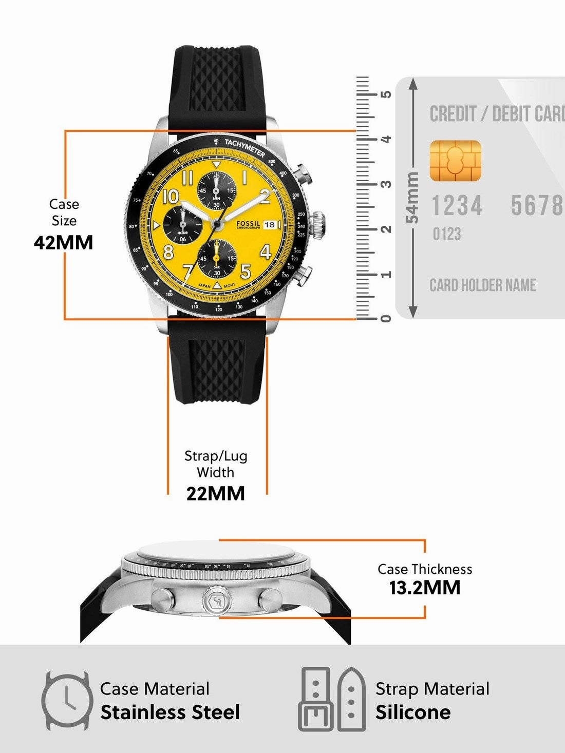 Fossil Sport Tourer Chronograph Gents Black Silicone Watch