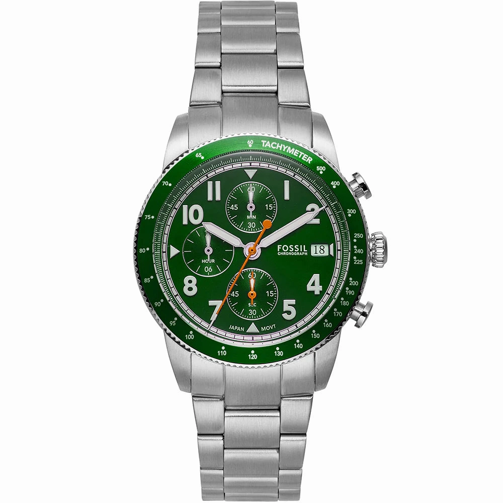 Fossil Sport Tourer Gents Green Dial Chronograph Watch