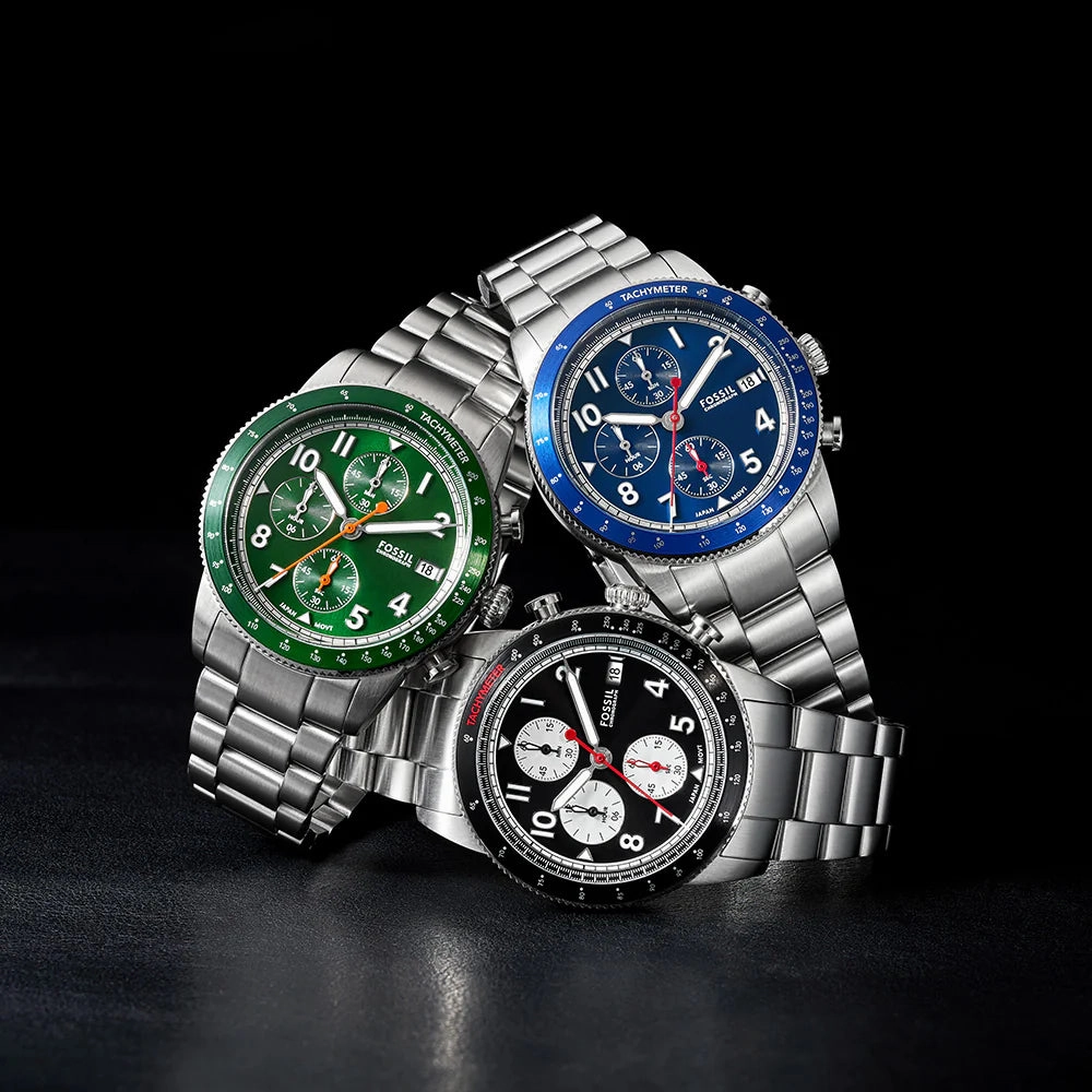 Fossil Sport Tourer Gents Green Dial Chronograph Watch