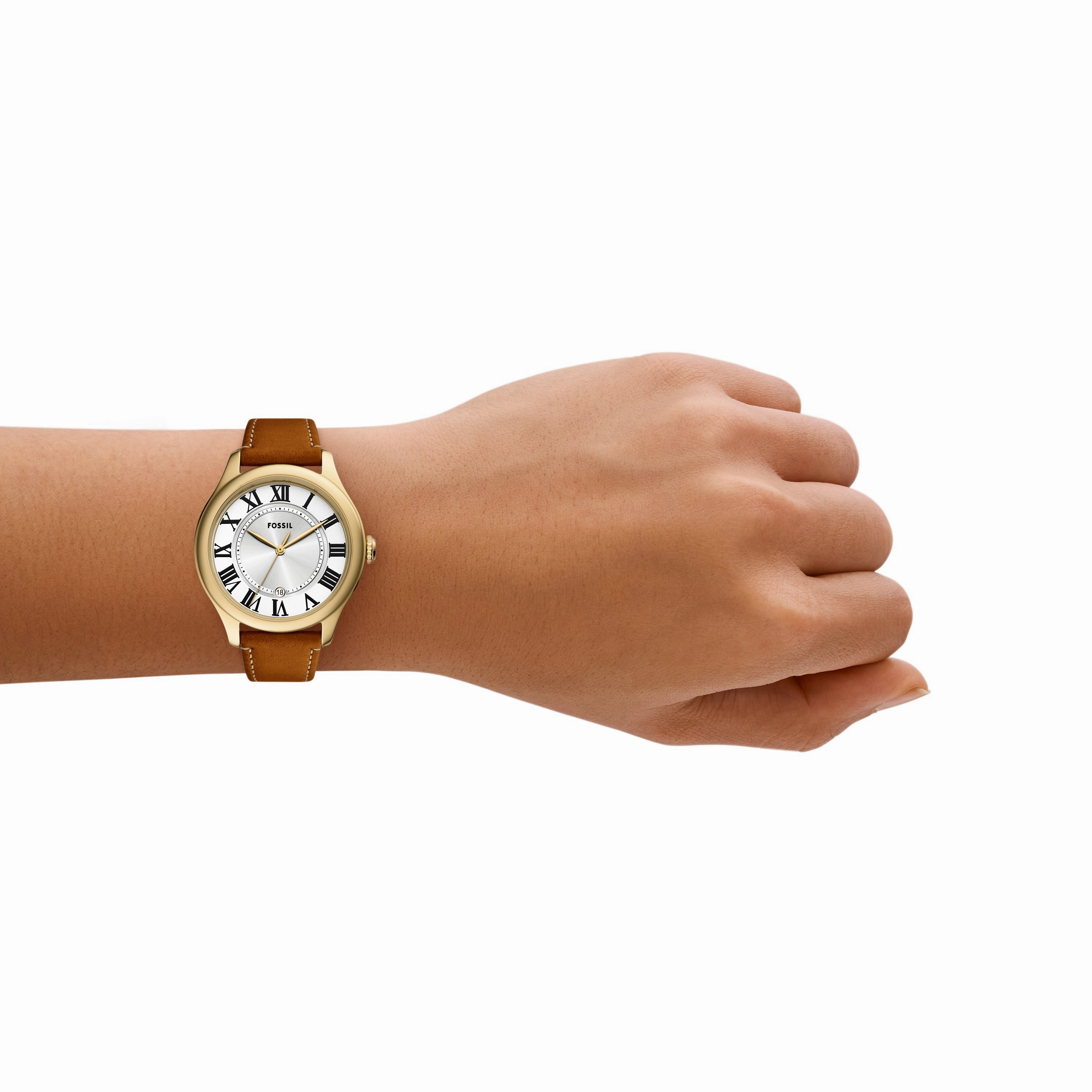 Gilmore Three-Hand Date Medium Brown Leather Watch