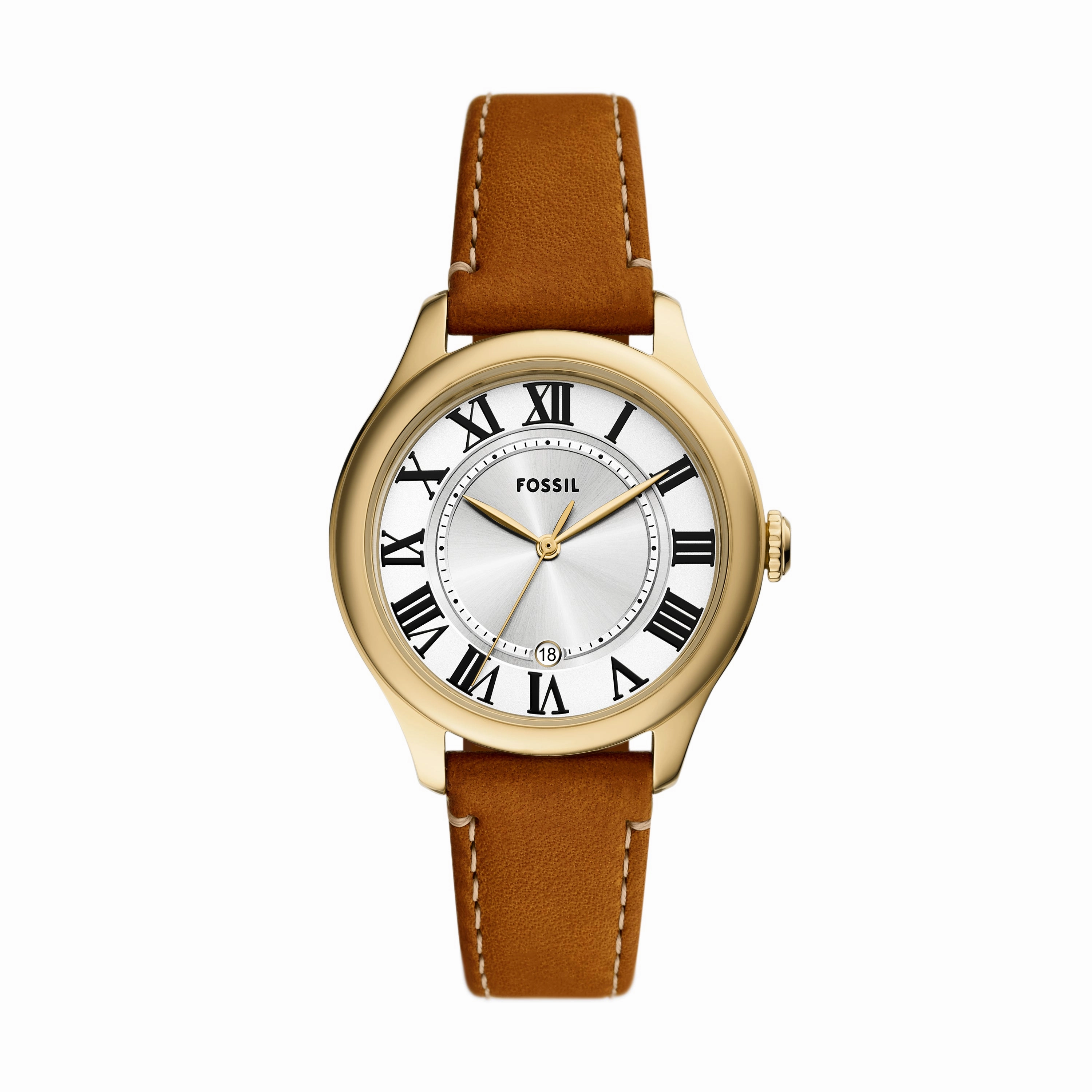 Gilmore Three-Hand Date Medium Brown Leather Watch