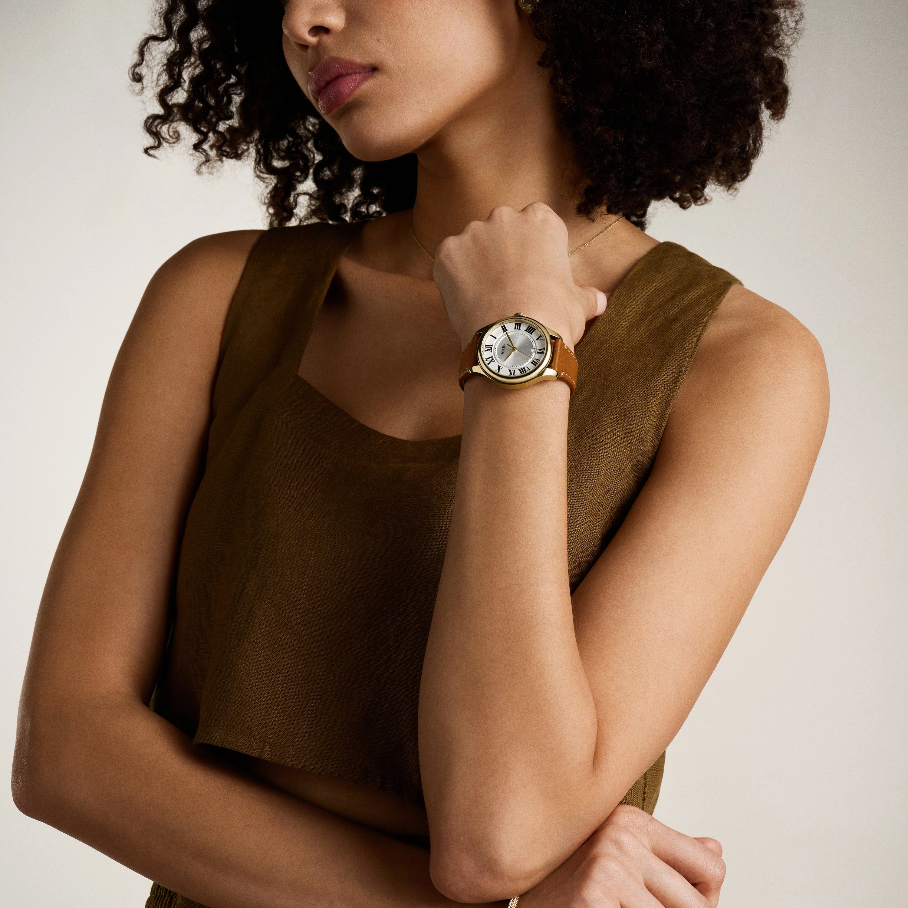Gilmore Three-Hand Date Medium Brown Leather Watch