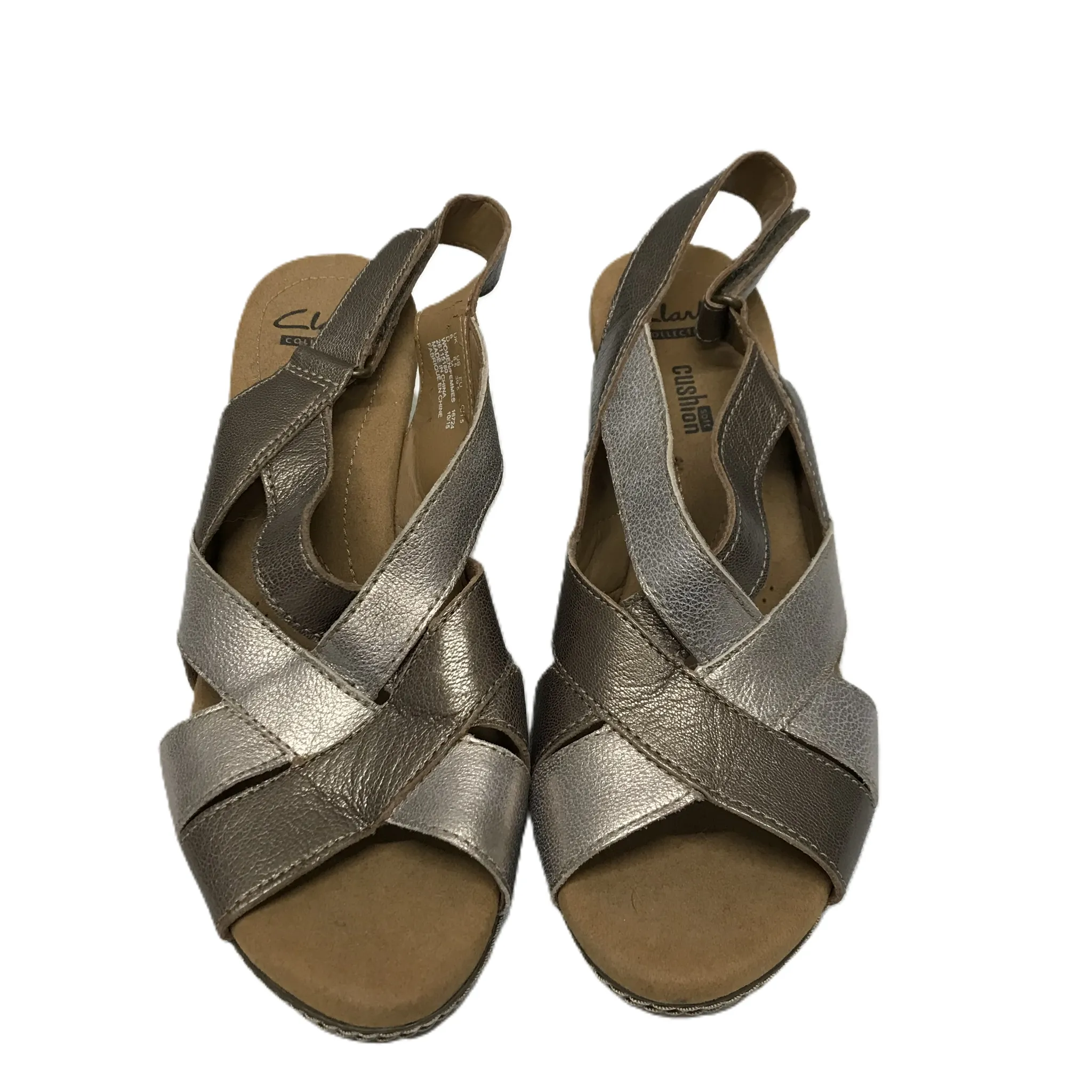 Gold Sandals Heels Wedge By Clarks, Size: 8.5 clarks
