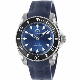 Gucci Men's Watch - Dive Automatic Rotating Bezel Blue Dial Rubber Strap | YA136359
