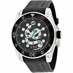 Gucci Men's Watch - Dive Quartz Date Display Black Dial Rubber Strap | YA136217