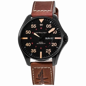 Hamilton Men's Watch - Khaki Aviation Pilot Day Date Auto Black Case | H64705531