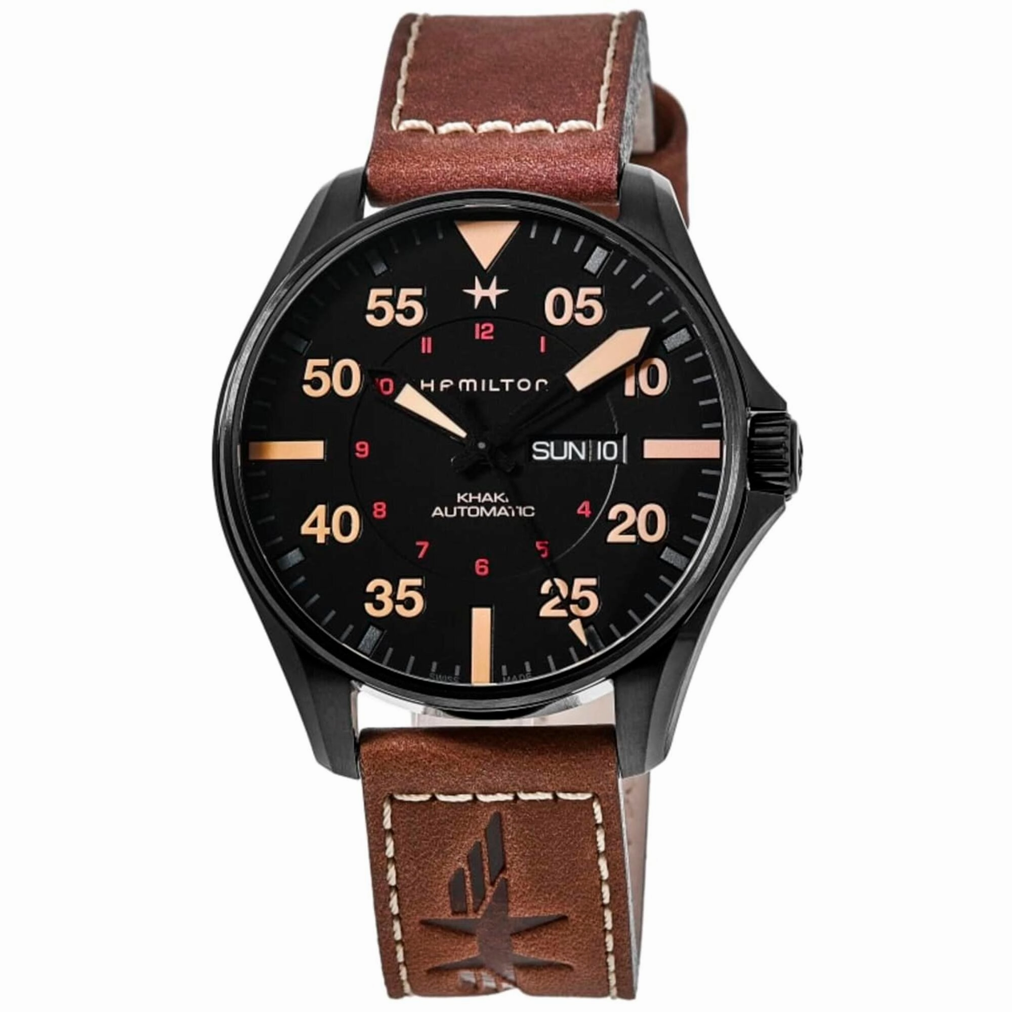 Hamilton Men's Watch - Khaki Aviation Pilot Day Date Auto Black Case | H64705531