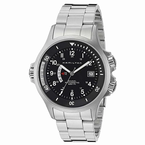 Hamilton Men's Watch - Khaki Navy Automatic Black Dial Steel Bracelet | H77615133