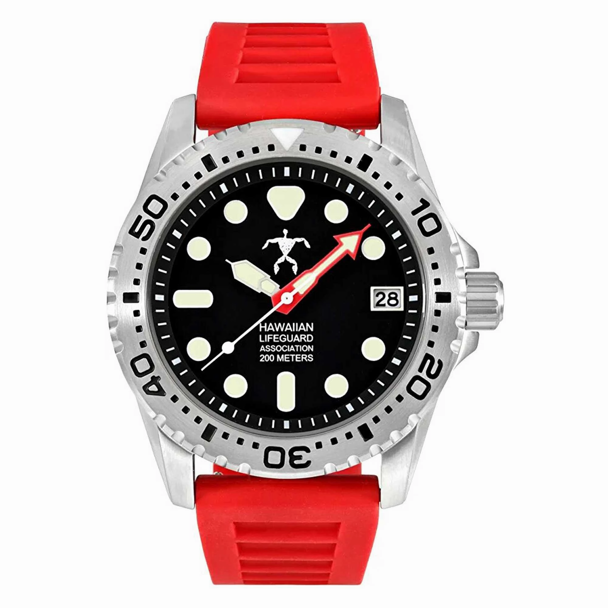 Hawaiian Lifeguard Association Men's Watch - Date Rotating Bezel Red Strap | HLA 5410