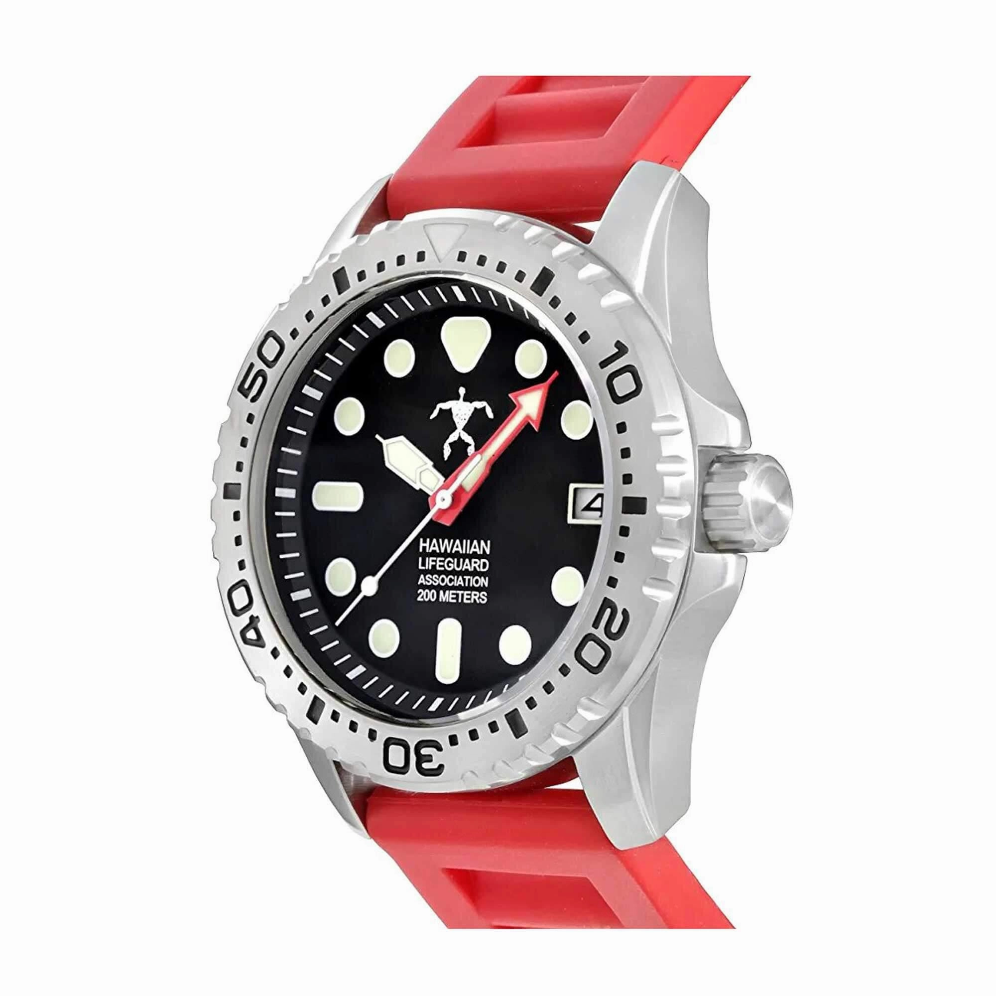 Hawaiian Lifeguard Association Men's Watch - Date Rotating Bezel Red Strap | HLA 5410