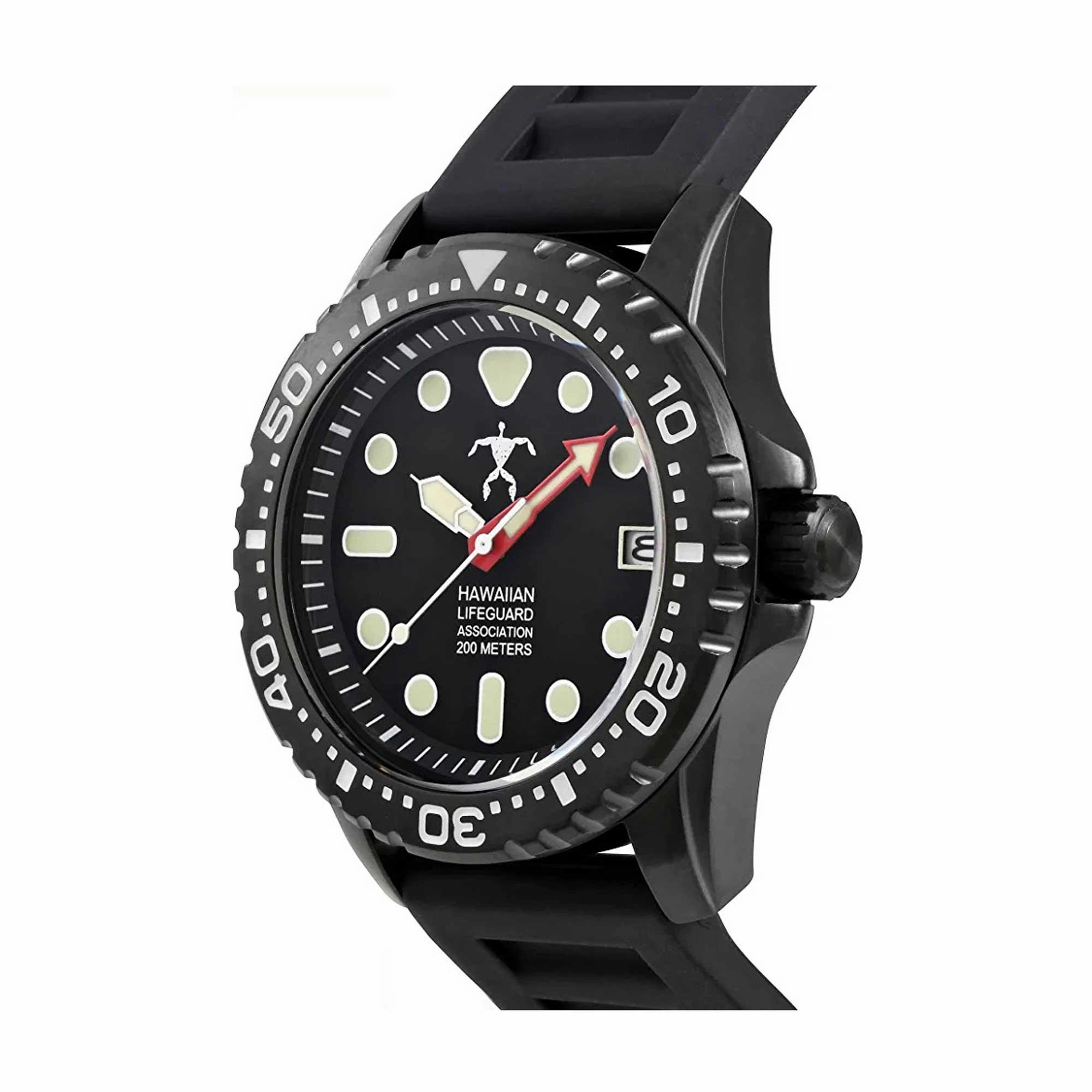 Hawaiian Lifeguard Association Men's Watch - Quartz Black Rotating Bezel | HLA 5402