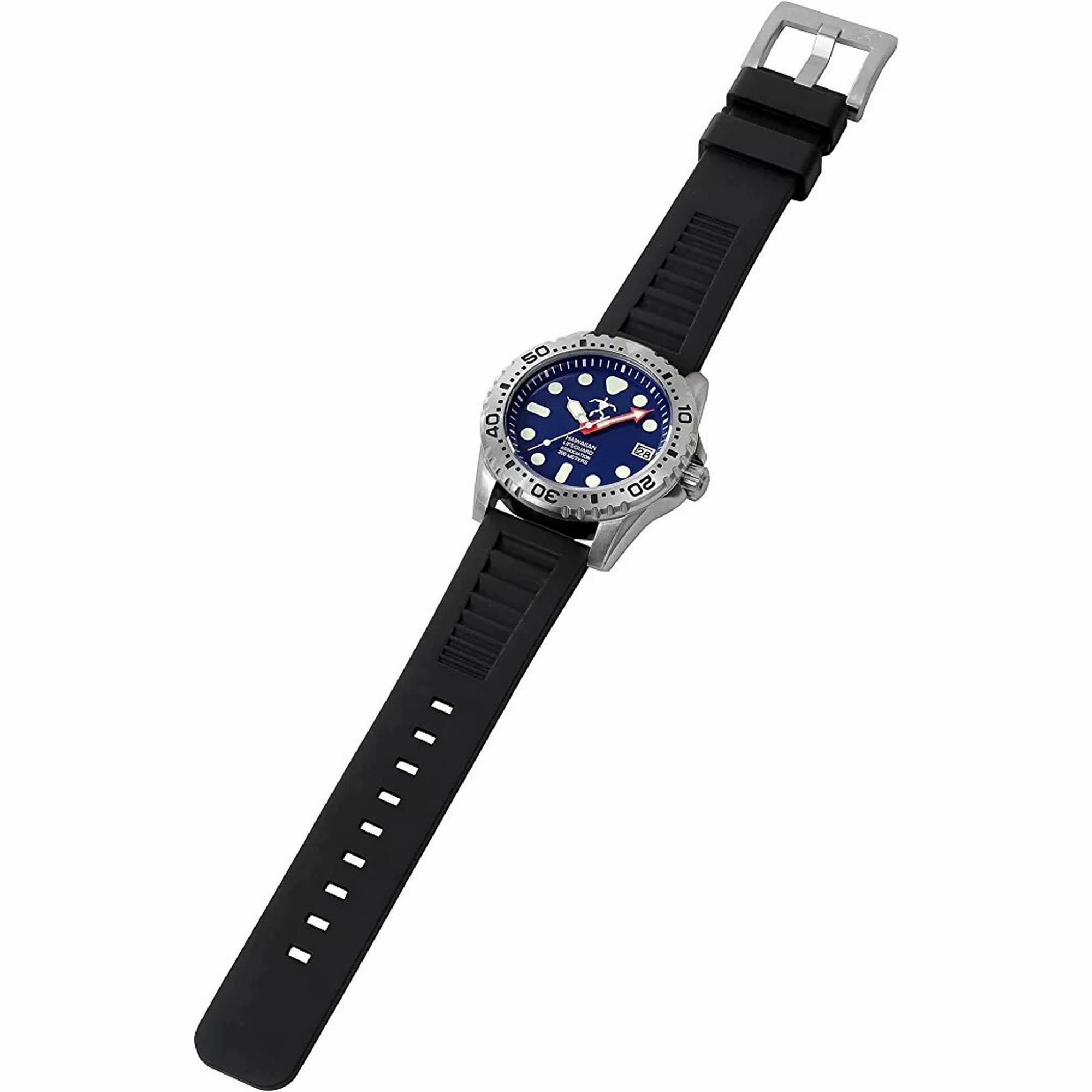 Hawaiian Lifeguard Association Men's Watch - Rotating Bezel Blue Dial Strap | HLA 5405
