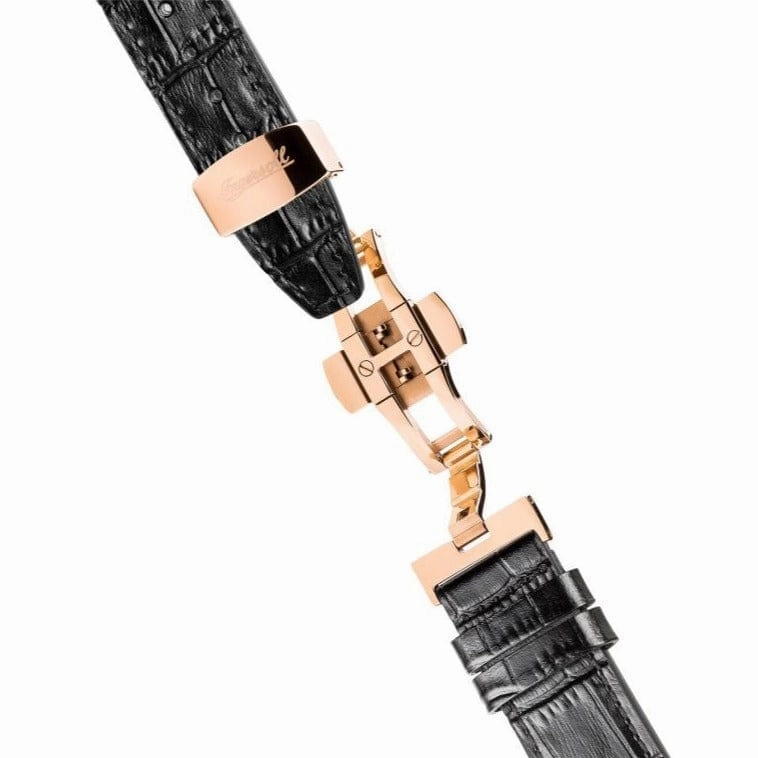 Ingersoll Hawley Automatic Black Dial Watch Rose Gold