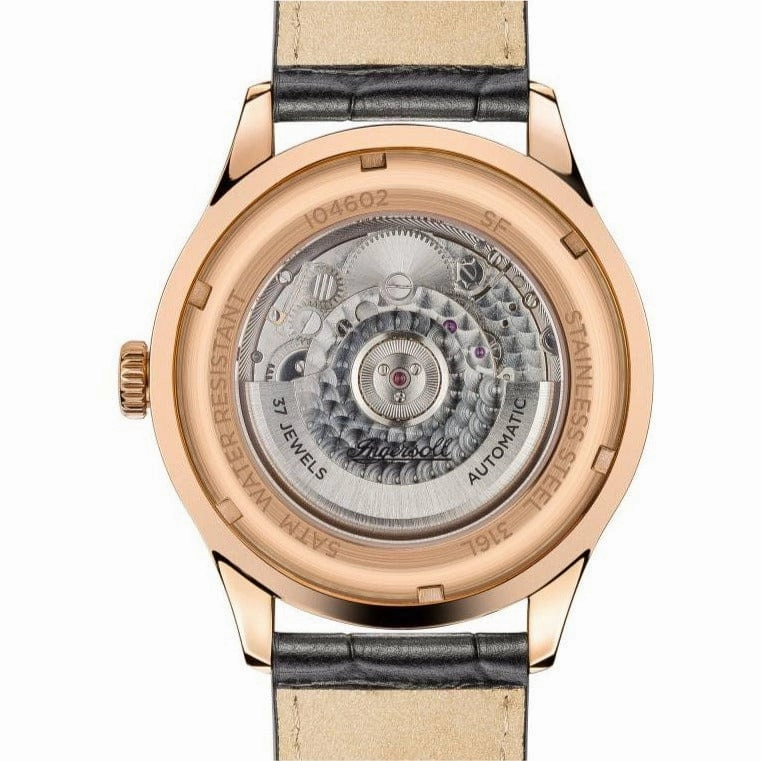 Ingersoll Hawley Automatic Black Dial Watch Rose Gold