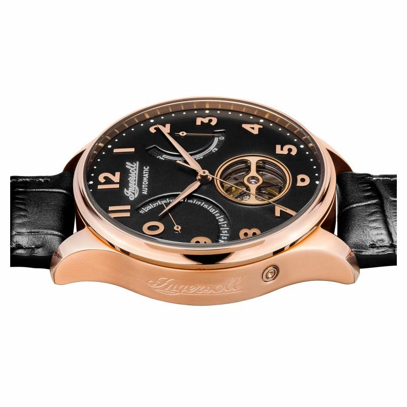 Ingersoll Hawley Automatic Black Dial Watch Rose Gold