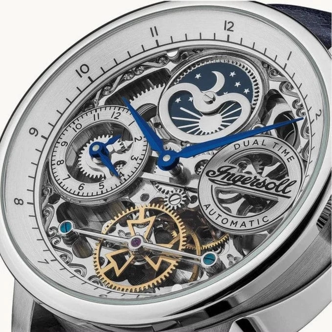 Ingersoll The Jazz Automatic Silver Blue Leather Watch 42mm