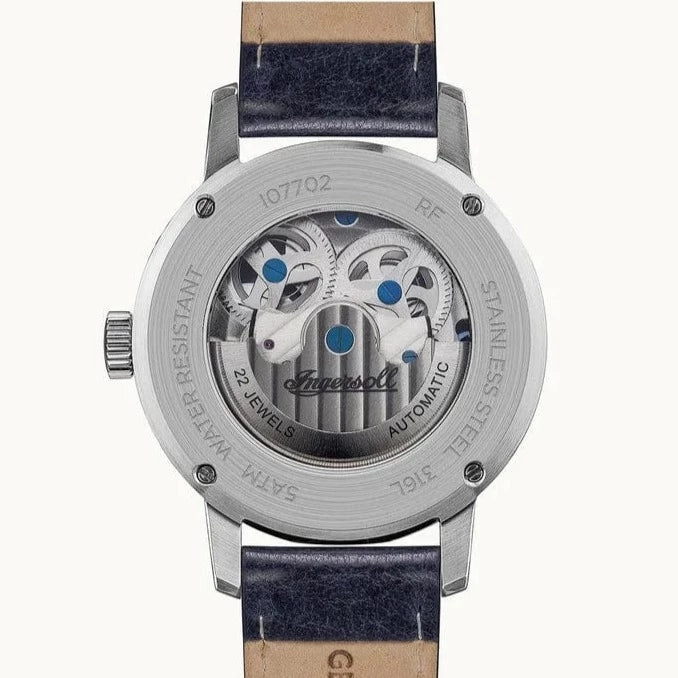 Ingersoll The Jazz Automatic Silver Blue Leather Watch 42mm