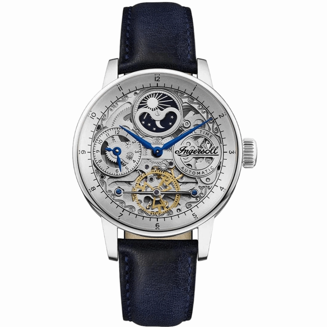 Ingersoll The Jazz Automatic Silver Blue Leather Watch 42mm