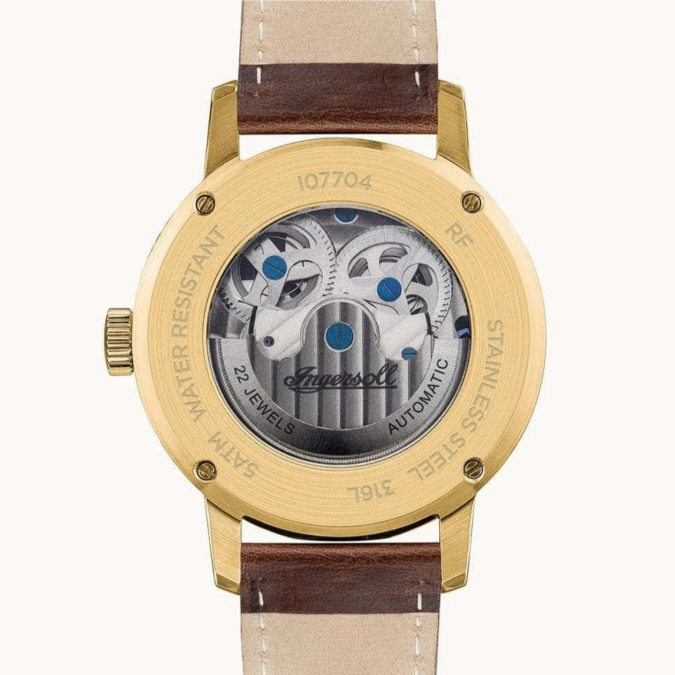 Ingersoll The Jazz Gold Automatic Brown Leather Watch