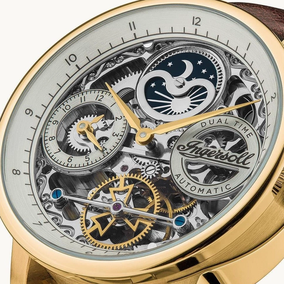 Ingersoll The Jazz Gold Automatic Brown Leather Watch