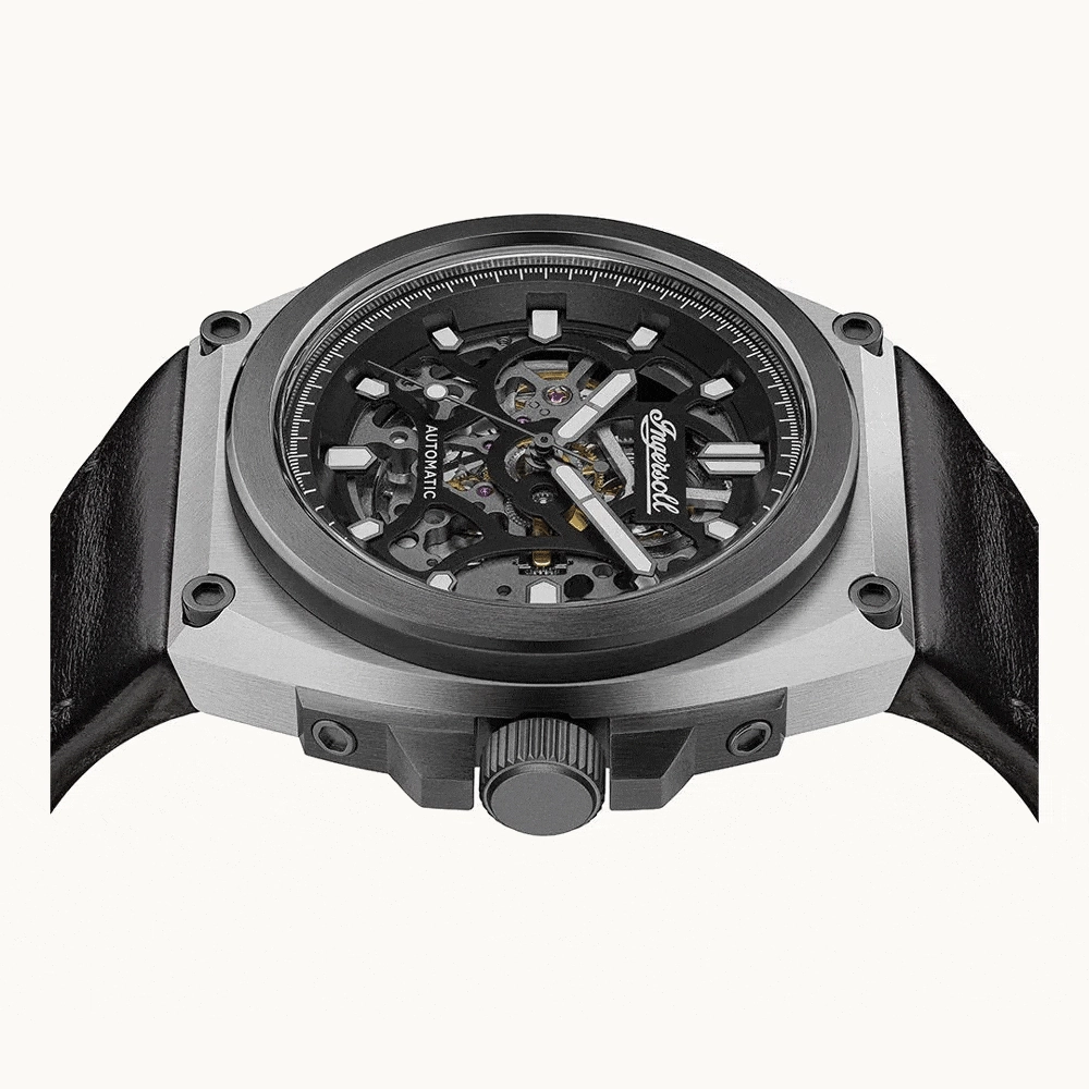 Ingersoll The Motion Automatic Black Leather Watch