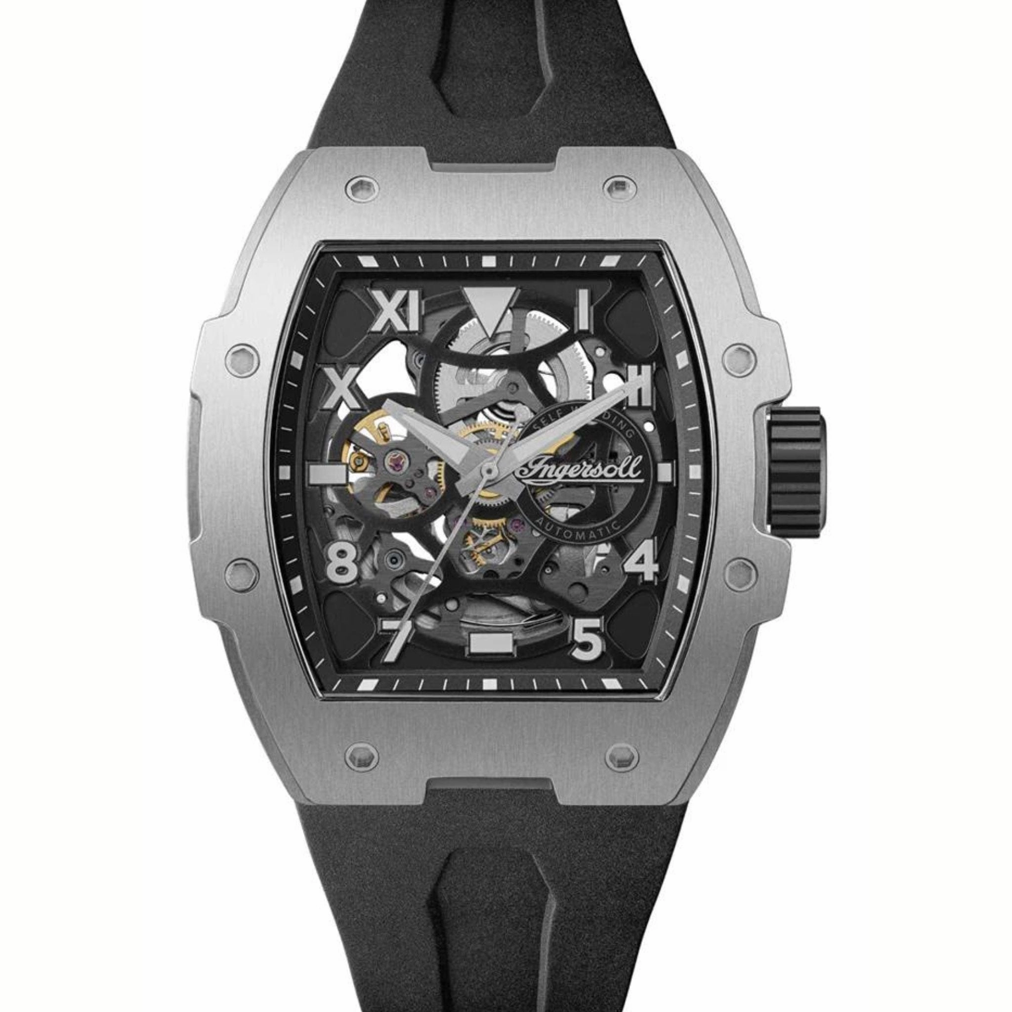 Ingersoll The Play Silver Dial Black Rubber Strap Watch