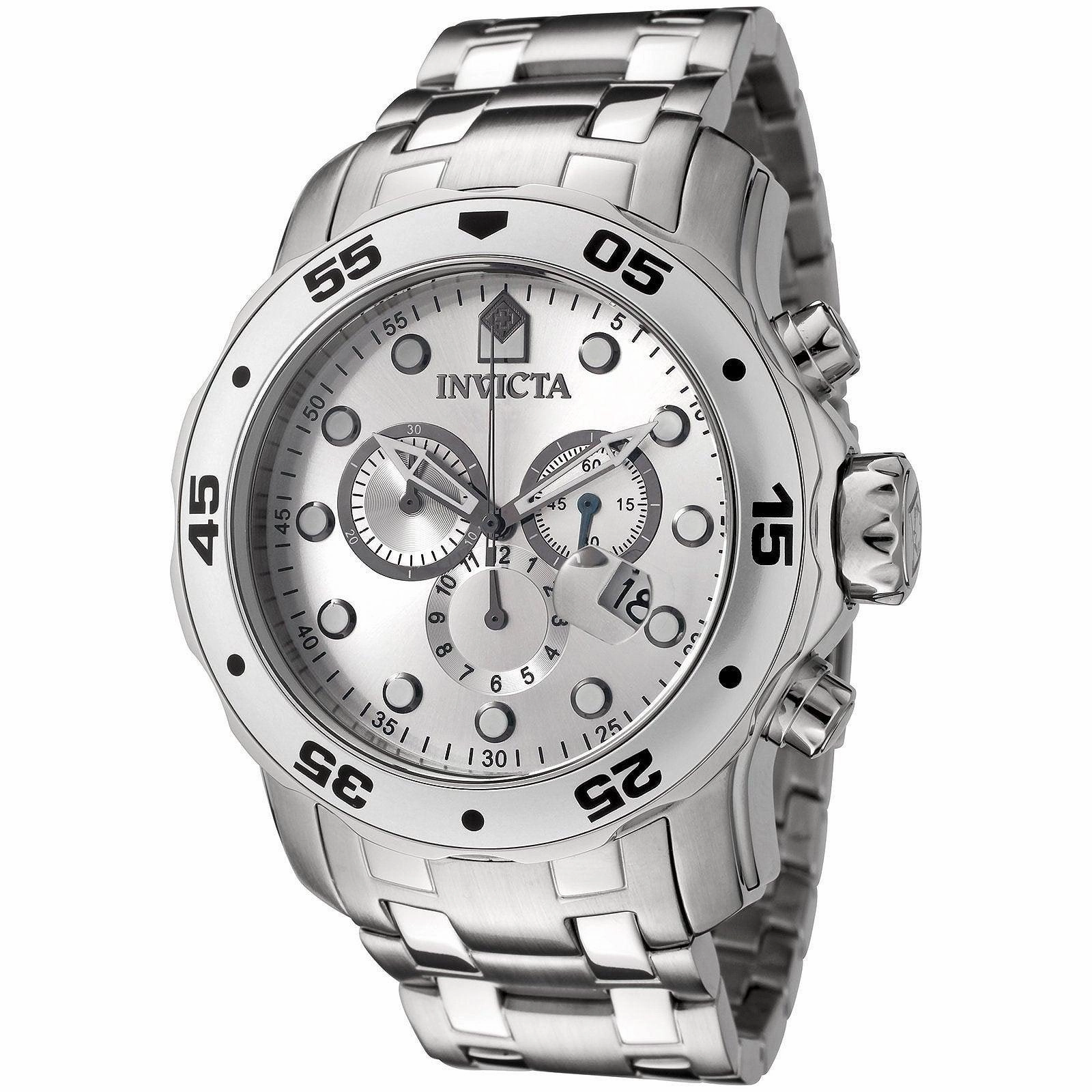 Invicta 0071 Men's Pro Diver SS Silver Dial Chronograph Watch
