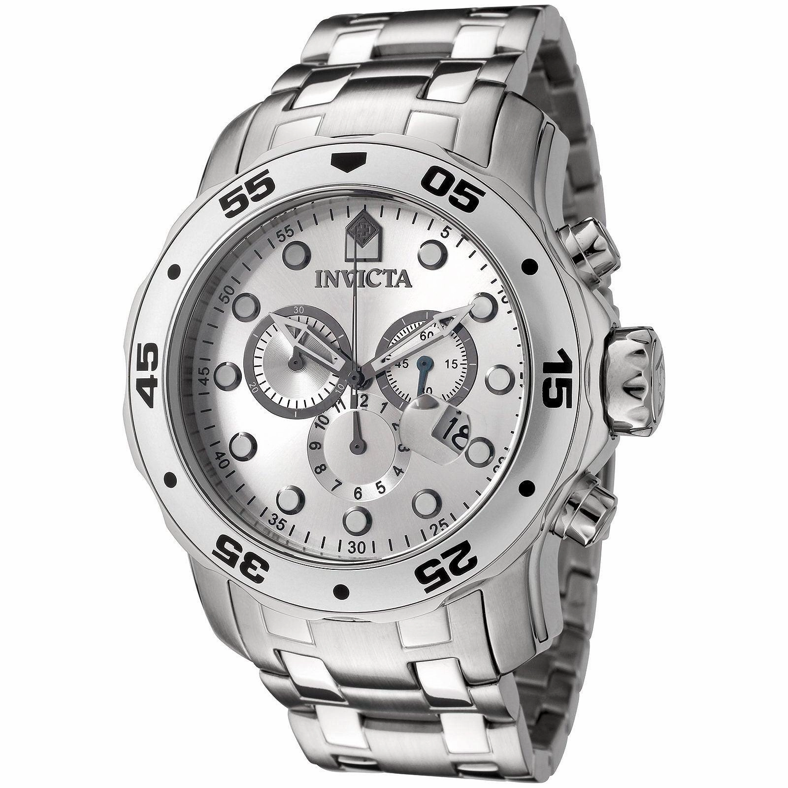 Invicta 0071 Men's Pro Diver SS Silver Dial Chronograph Watch