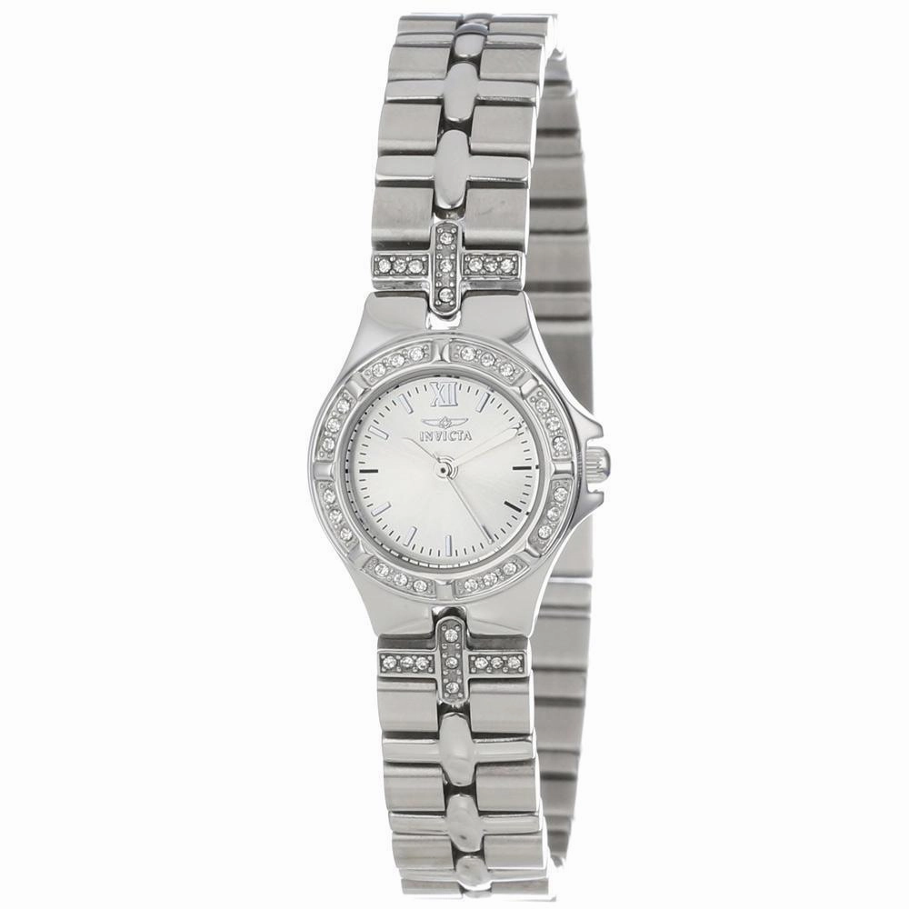 Invicta 0132 Women's Steel Bracelet Swiss Quartz Wildflower Crystal Silver Dial Watch