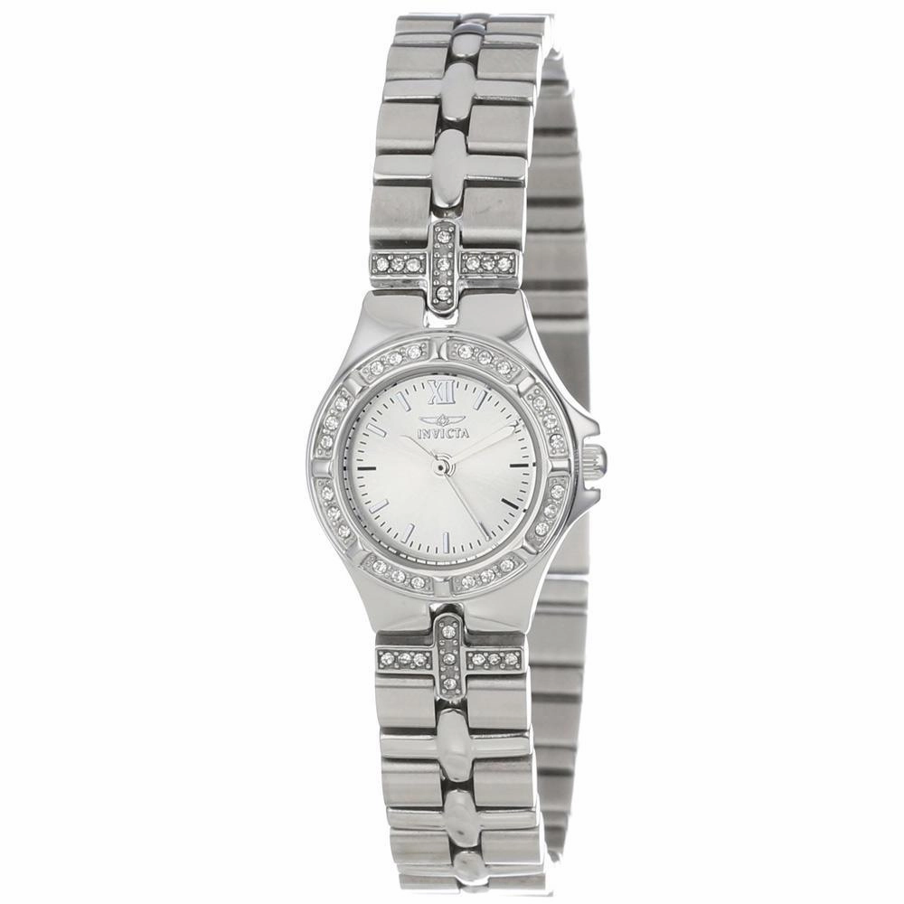 Invicta 0132 Women's Steel Bracelet Swiss Quartz Wildflower Crystal Silver Dial Watch