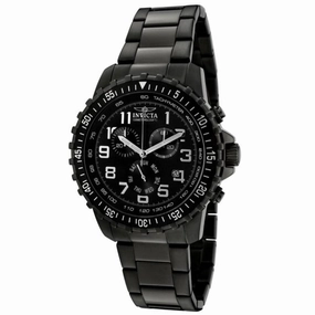 Invicta 1328 Men's Specialty Black Dial Gunmetal IP Steel Bracelet Chronograph Watch