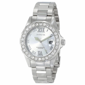 Invicta 15251 Women's Steel Bracelet Quartz Pro Diver Crystal Silver Dial Date Watch