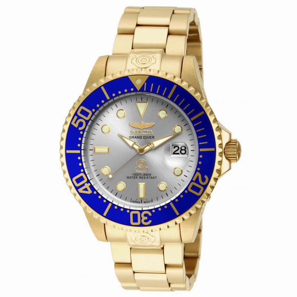 Invicta 15845 Men's Grand Diver Automatic Silver Dial Gold Tone Steel Dive Watch