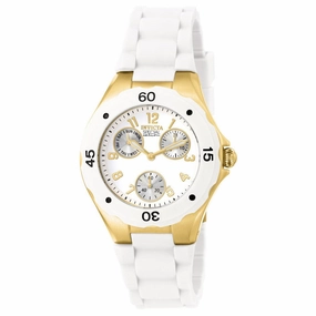 Invicta 18796 Women's Angel Quartz White Dial White Silicone Strap Watch